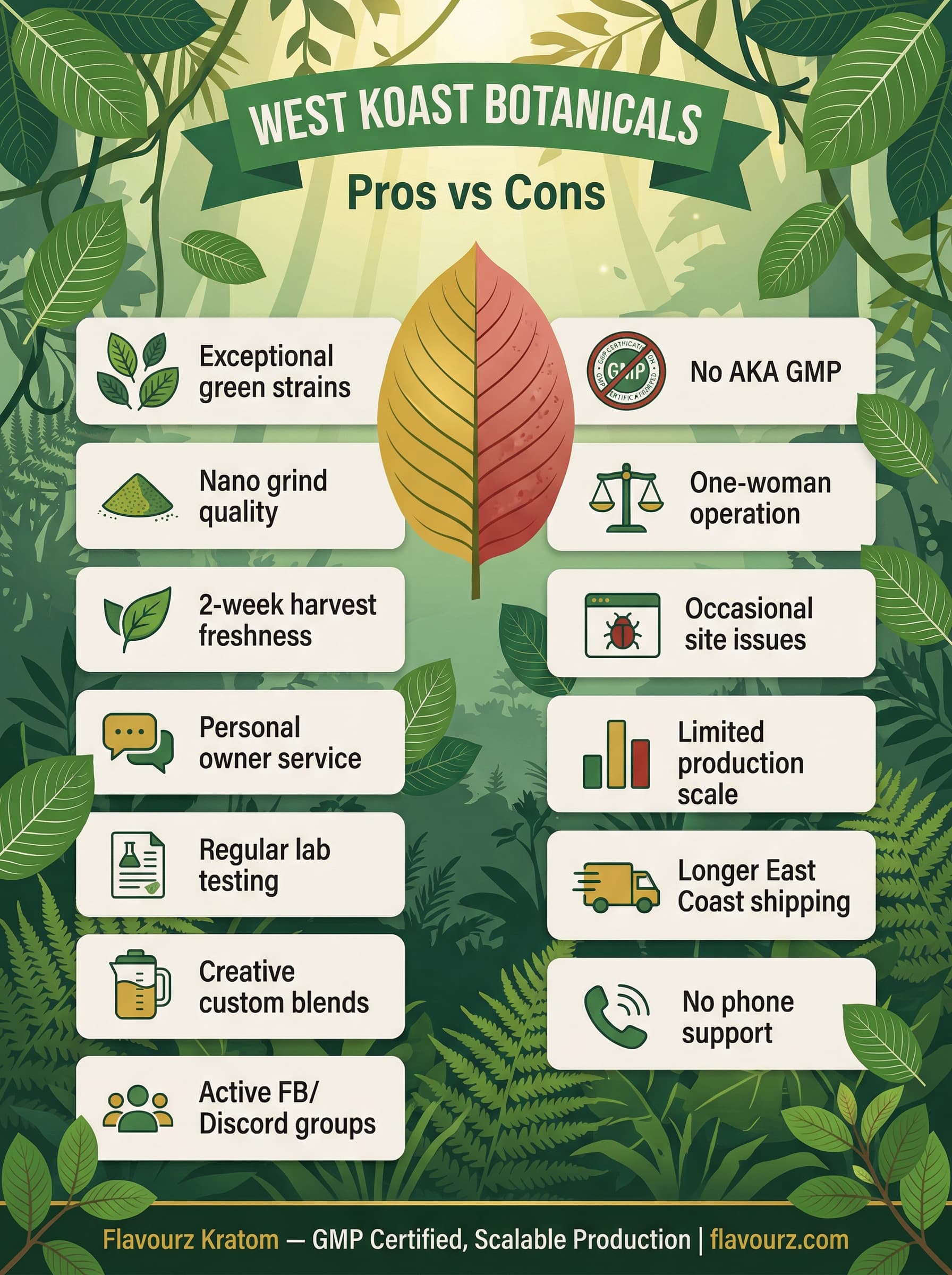 infographic for West Koast Botanicals Pros and Cons